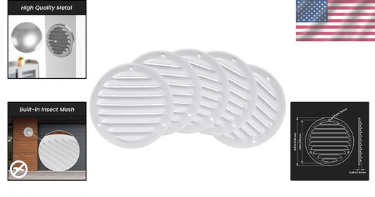 5-Pack 4" Metal Vent Covers with Built-In Screen Mesh for Easy Installation