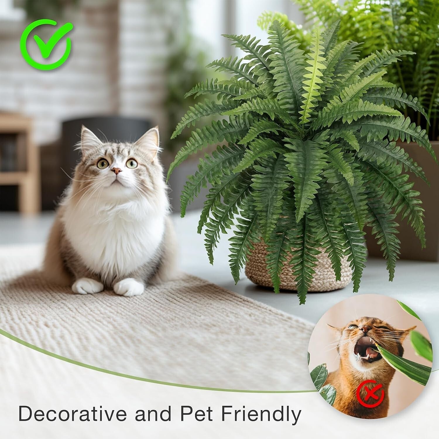 Realistic 35" Fake Boston Ferns - 4 Bespoke Bundles for Low Maintenance Elegance