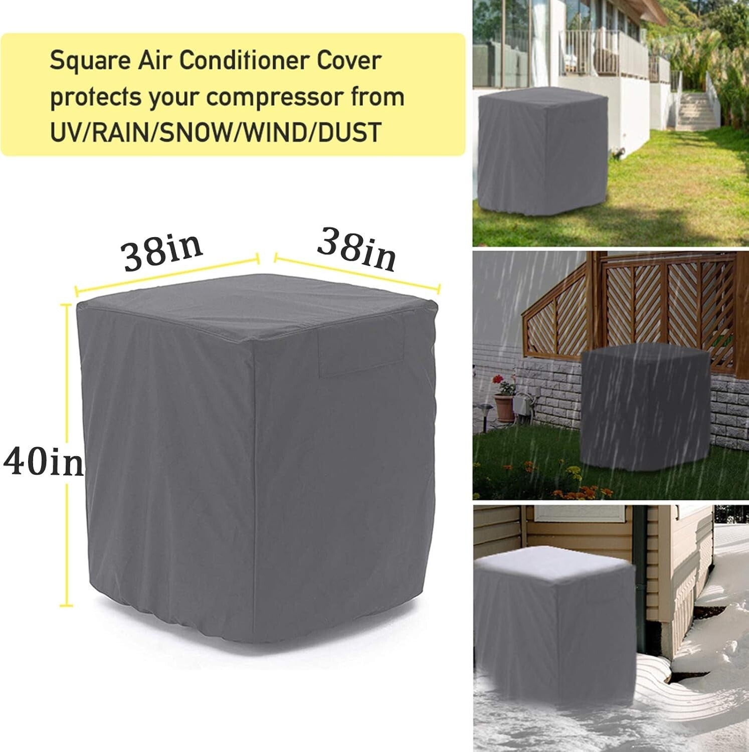 Lightweight Gray AC Cover with Easy Clean Design - Perfect for Outdoor Units