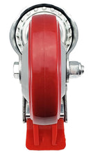 Load image into Gallery viewer, Heavy-Duty 4" Red Polyurethane Total Lock Casters – 300 lbs Capacity per Wheel