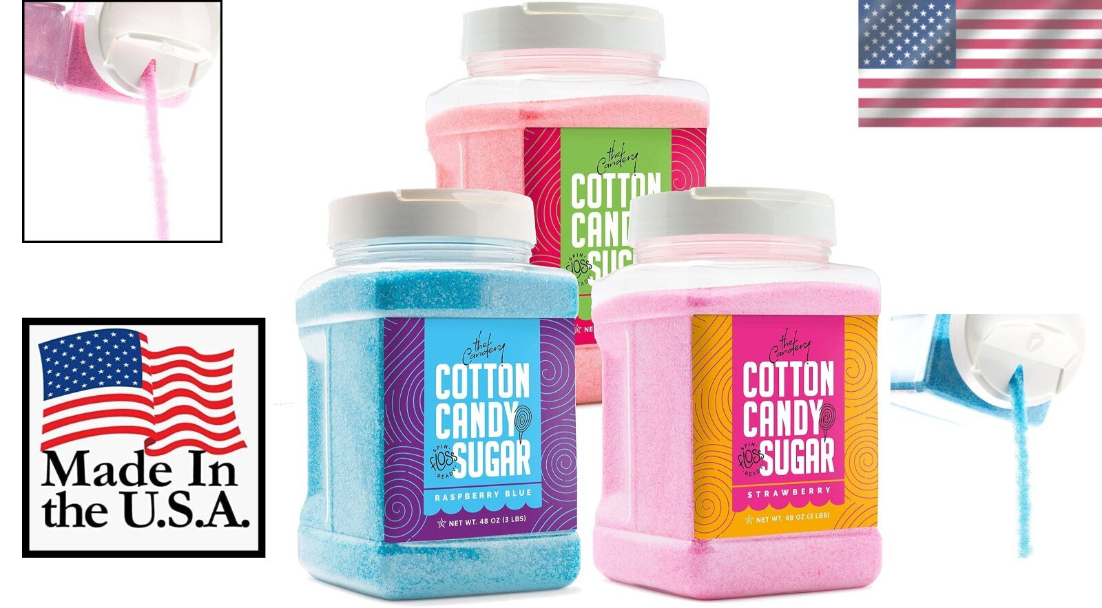 Fluffy Cotton Candy Floss Sugar - 3 lbs Premium Varieties for Fun Gatherings