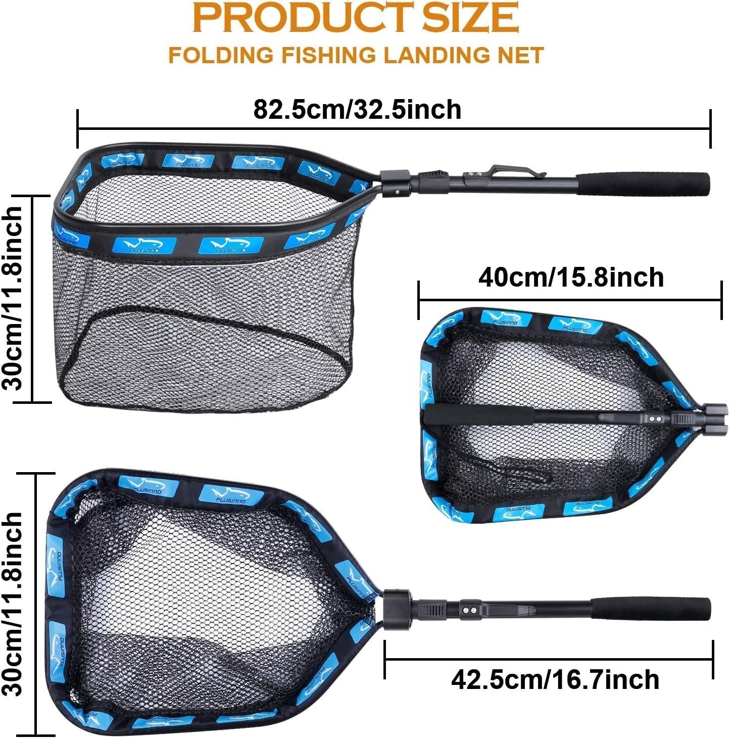 Large Floating Fishing Net - Rubber Coated, Compact & Foldable for Easy Use