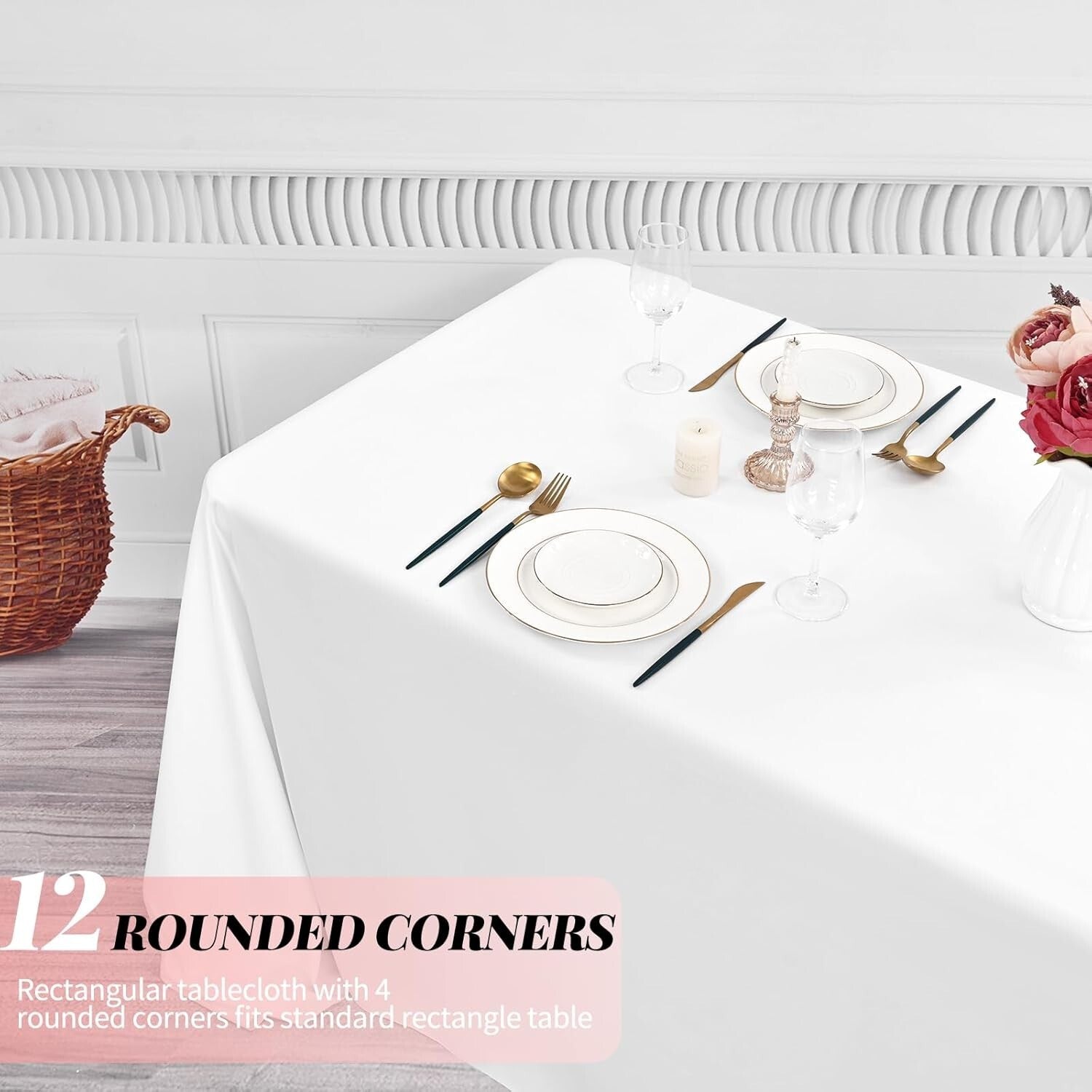 12 Pack Stain Resistant Polyester Table Covers 90x156 Inch for All Occasions