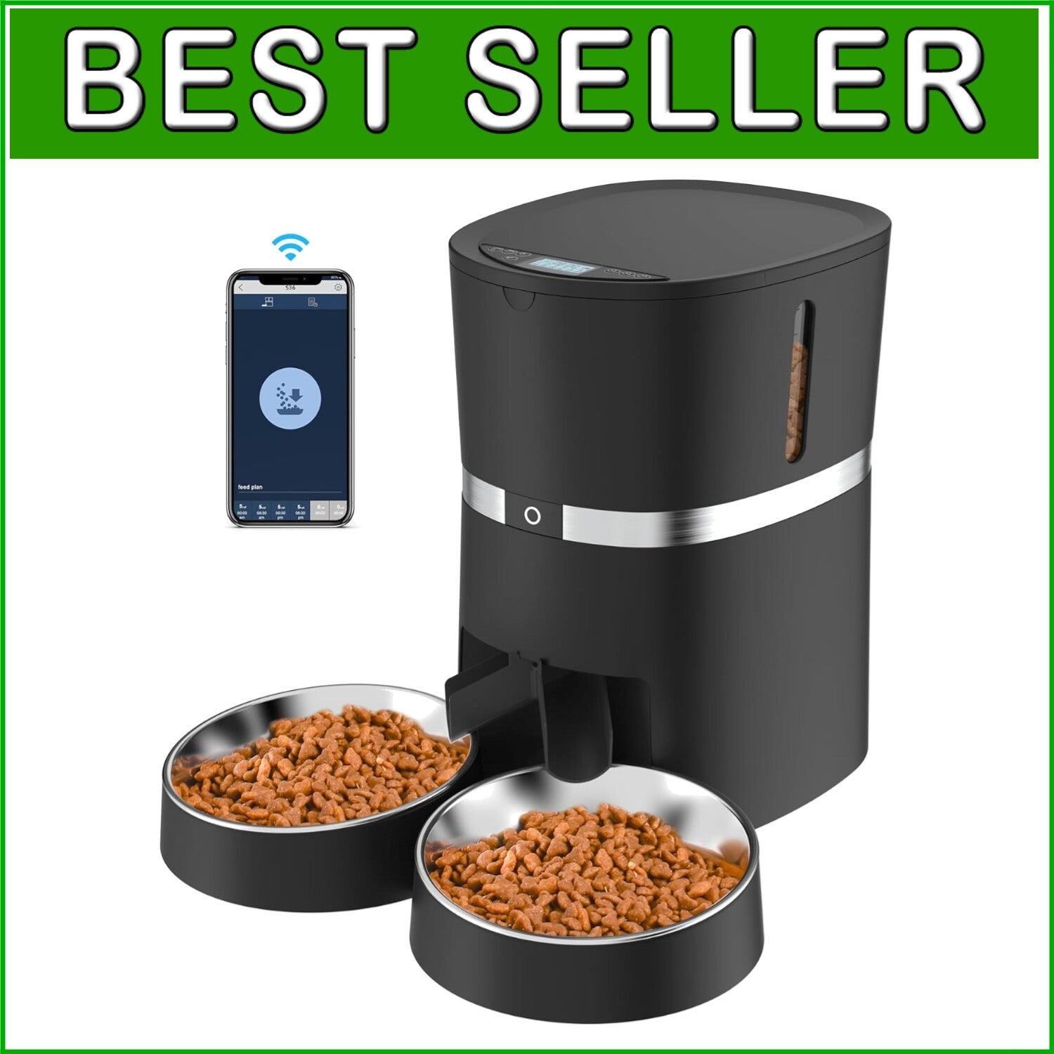 Smart Pet Feeder with 10s Voice Reminder & Flexible Meal Scheduling - Dual-Power