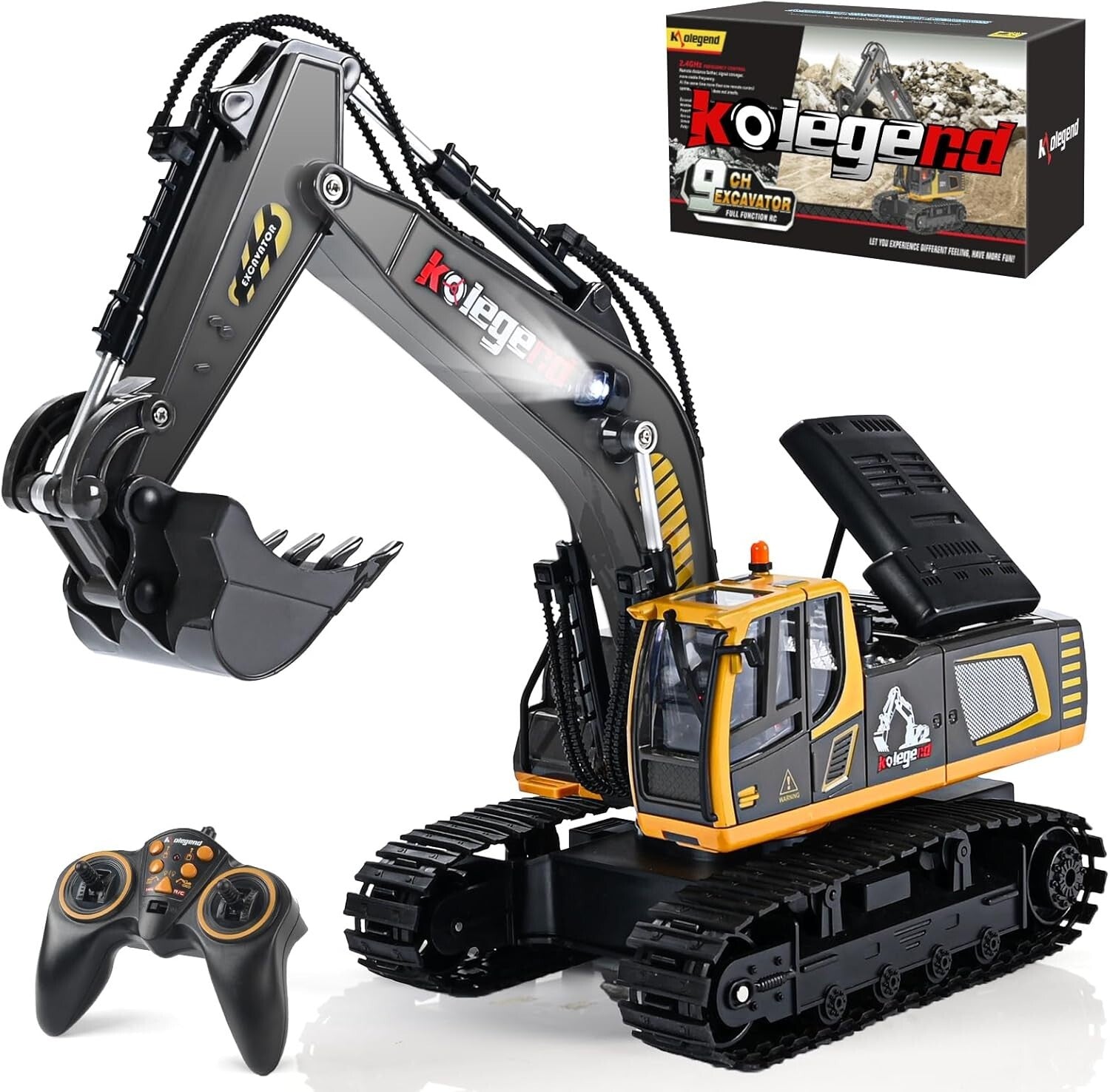 11-Channel RC Excavator - 16 Inch Realistic Construction Vehicle for Safe Fun