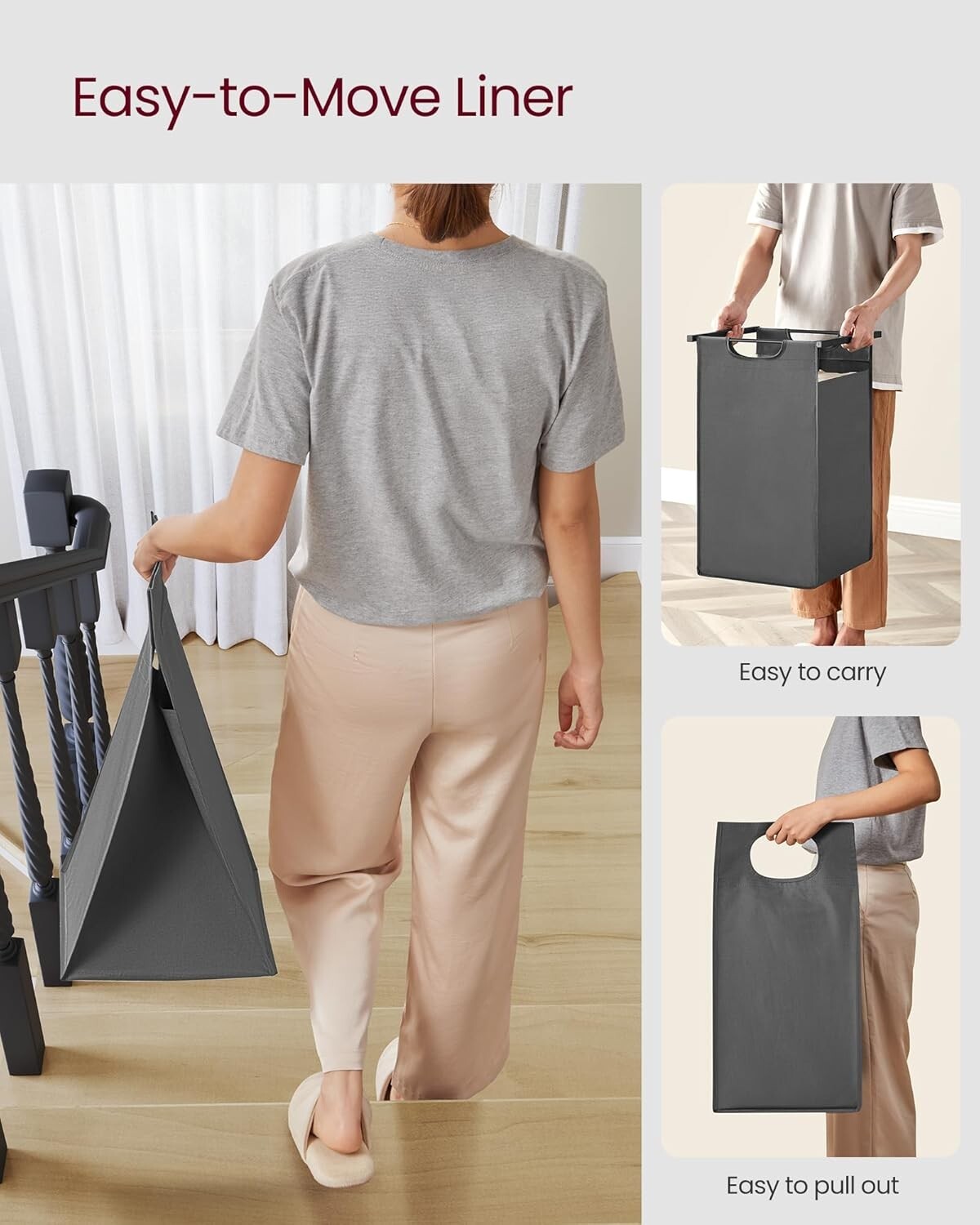 Elegant Laundry Sorter with Removable Bags and Sturdy Metal Frame - 24.2 Gallon