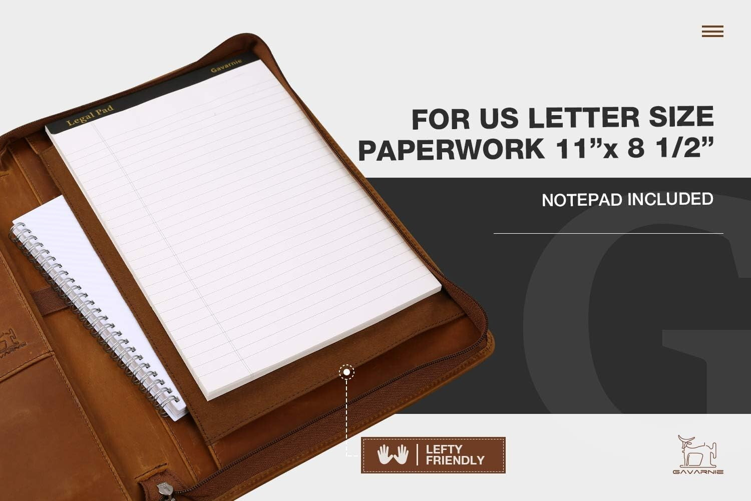 Spacious Leather Padfolio Folder with Notepad - Ideal for Business and Studies