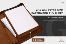 Load image into Gallery viewer, Spacious Leather Padfolio Folder with Notepad - Ideal for Business and Studies