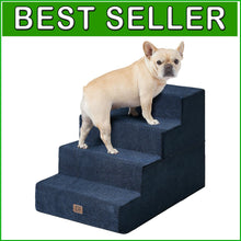 Load image into Gallery viewer, Extra Wide 4-Step Pet Stairs - Safe Access for Small Dogs &amp; Cats in Navy