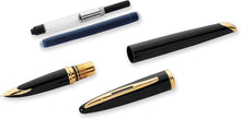 Load image into Gallery viewer, Elegant Carène Black Sea Fountain Pen with 23k Gold Clip - Gift Ready Box