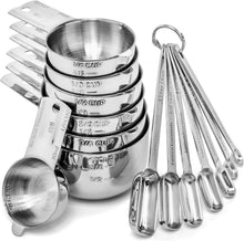 Load image into Gallery viewer, Premium 14-Piece Stainless Steel Measuring Cups &amp; Spoons Set - Lifetime Durable