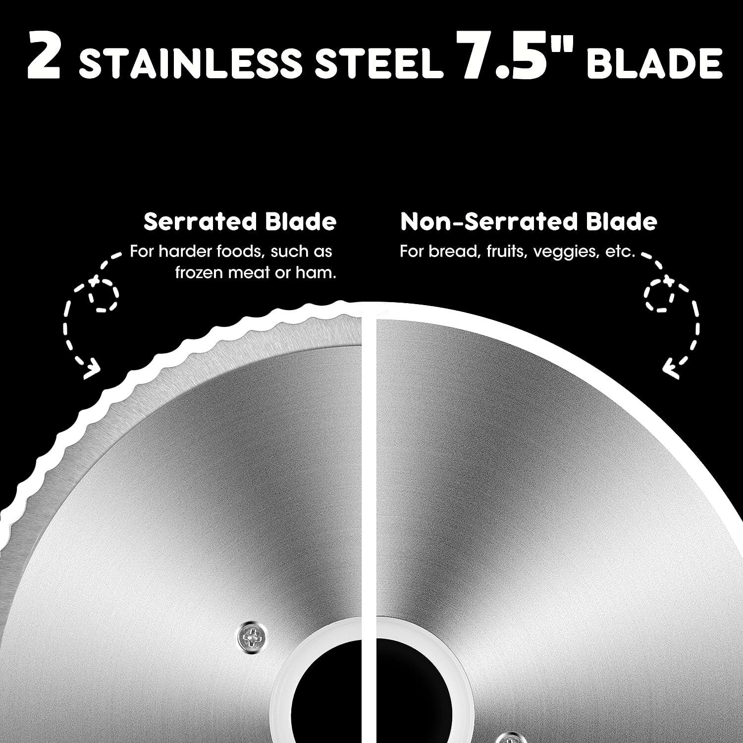 Portable 150W Electric Food Slicer - 7.5" Stainless Steel Blades for Any Kitchen