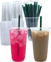 Load image into Gallery viewer, BPA-Free 32 oz Clear Plastic Cups with Lids &amp; Straws - Disposable Convenience