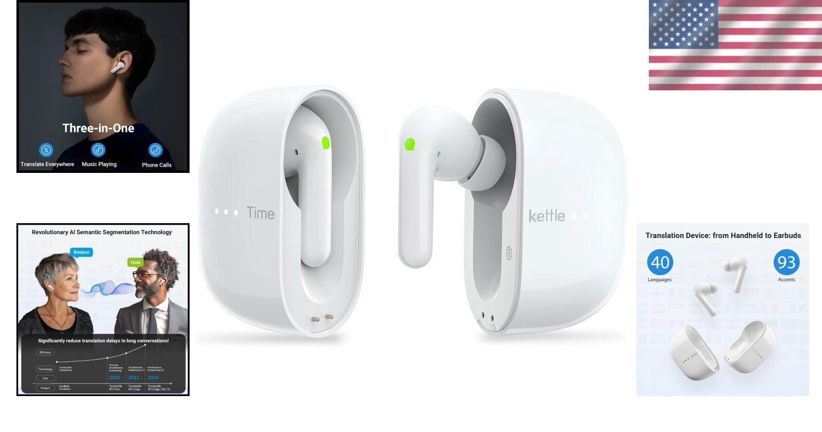 AI-Powered Language Translator Earbuds: 40 Languages, Active Noise Cancelling