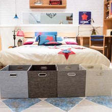 Load image into Gallery viewer, Modern Black Foldable Storage Cubes 4-Pack - 13x13x13 Bins for Home Organization