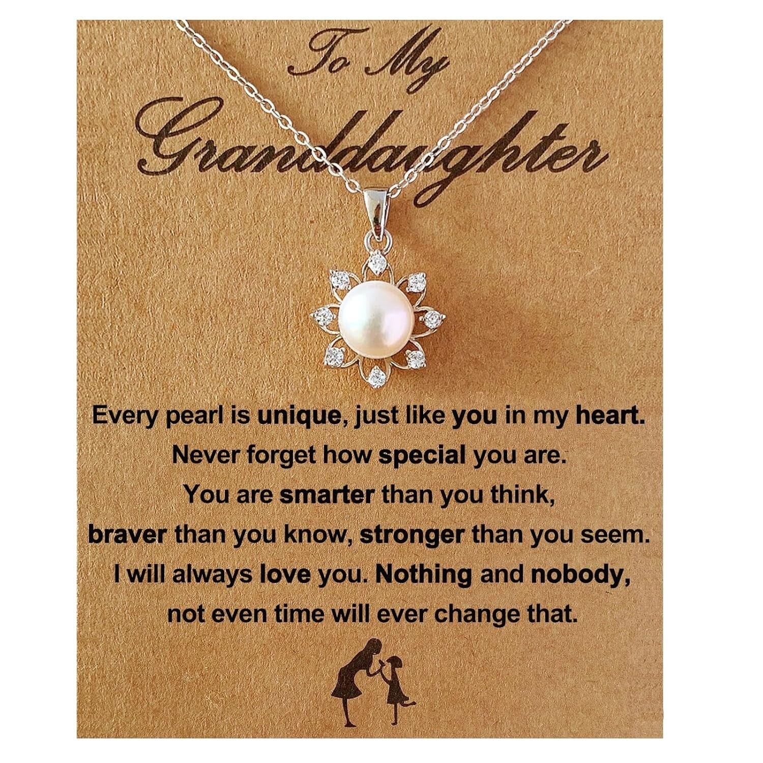 Elegant Sunflower Pearl Necklace in Sterling Silver - Graduation Gifts for Girls