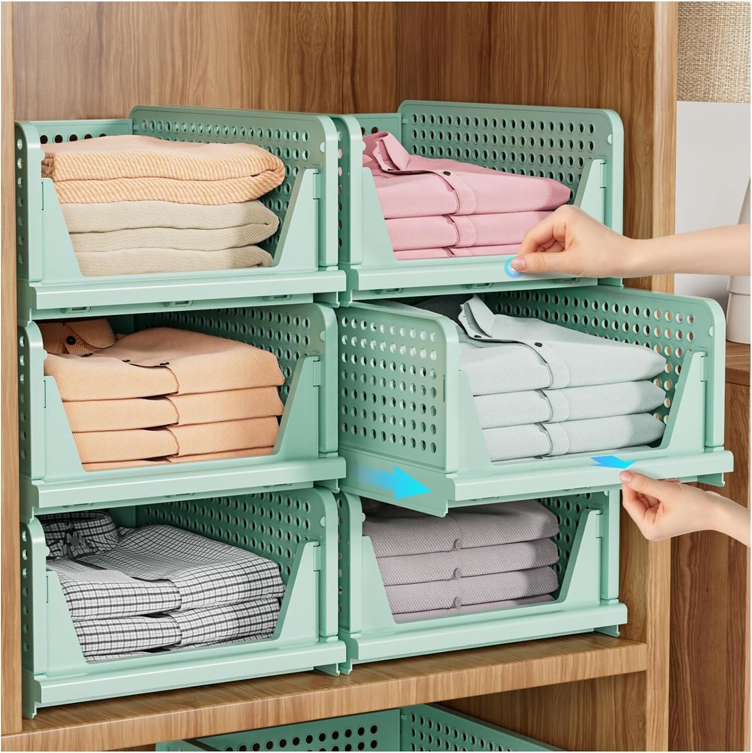 Durable Green 5-Pack Closet Organizer Bins: Easy Install, Happy Organizing!