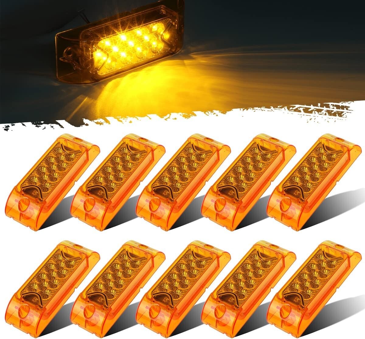 Upgrade Your Safety with 13 LED Amber Clearance and Side Marker Lights - 10 Pcs