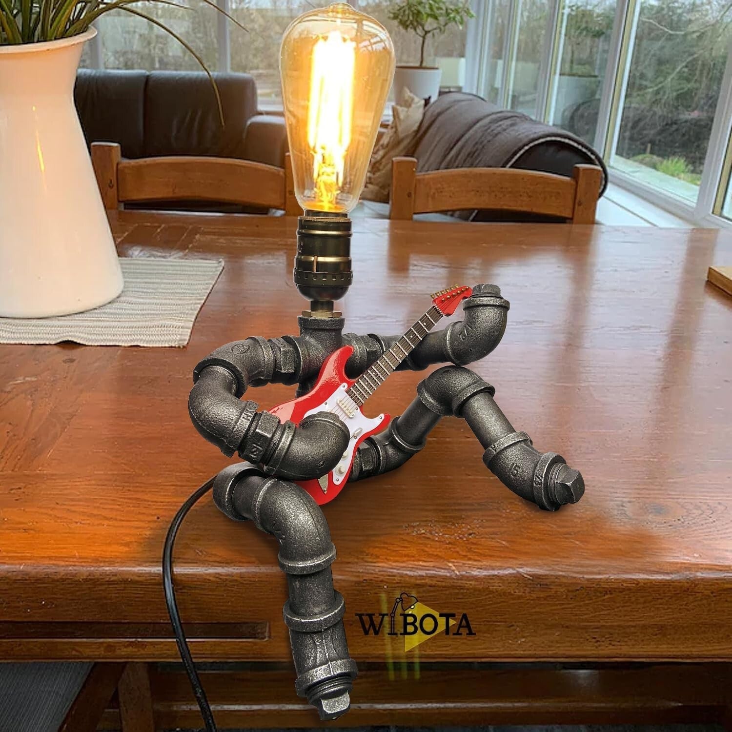 E27 Guitar Design Table Lamp - Cool Steampunk Gift for Men and Music Lovers