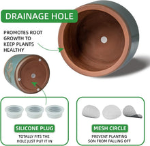 Load image into Gallery viewer, Turquoise Terracotta Pots Set of 2 with Drainage Holes for Indoor/Outdoor Use