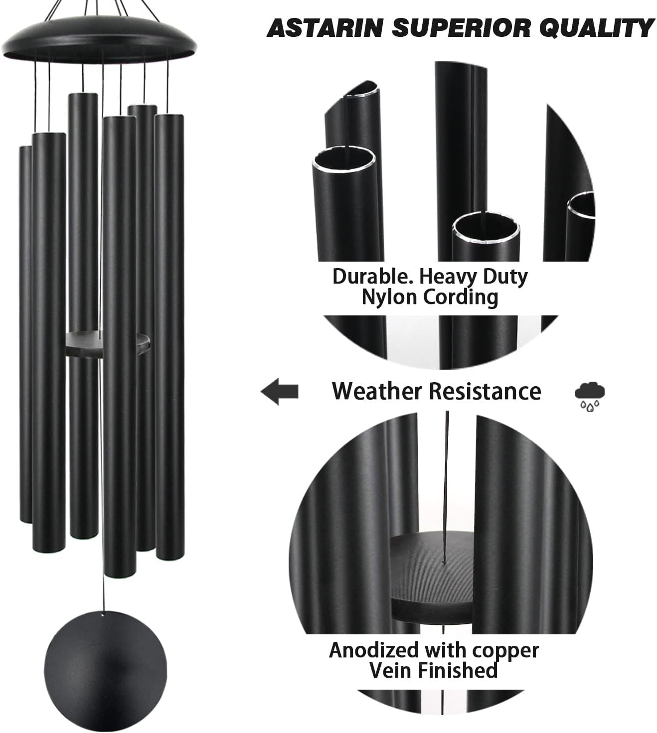 Aluminum 60" Wind Chimes - Waterproof Deep Tone Outdoor Decor for Any Occasion