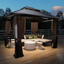 Load image into Gallery viewer, Universal Fit Gazebo Curtains 10' x 12' - Brown &amp; Coffee with Easy Zipper Access