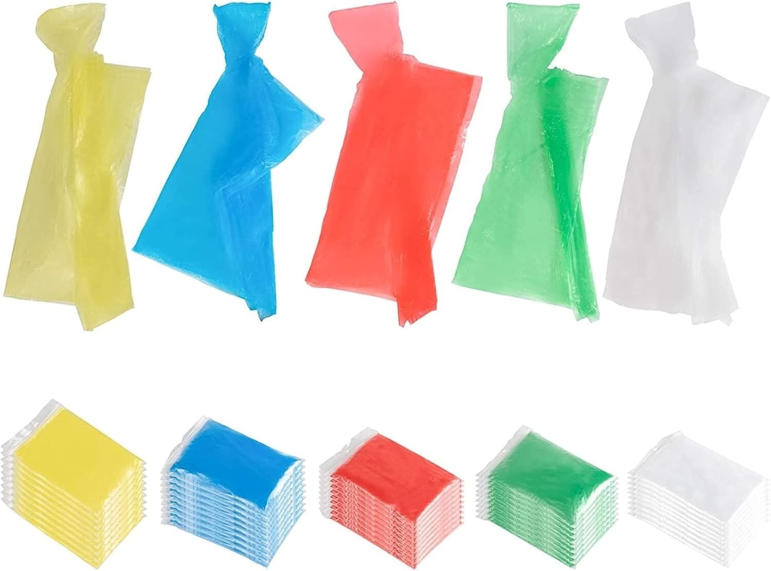 50 Pack Disposable Rainbow Rain Ponchos for Adults - Individually Wrapped