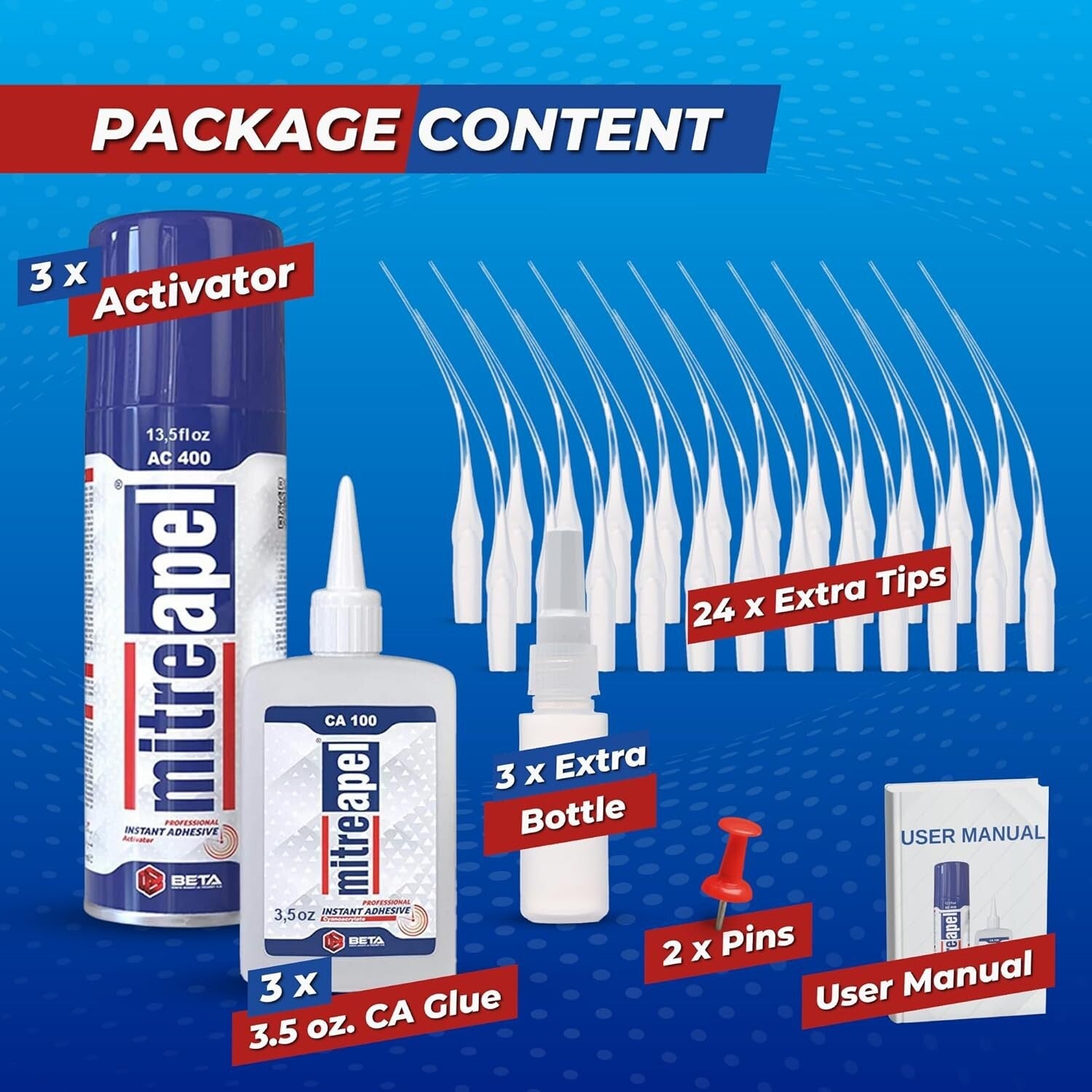 High Viscosity Super Glue with Activator Spray for Fast DIY Repairs - 3 Pack