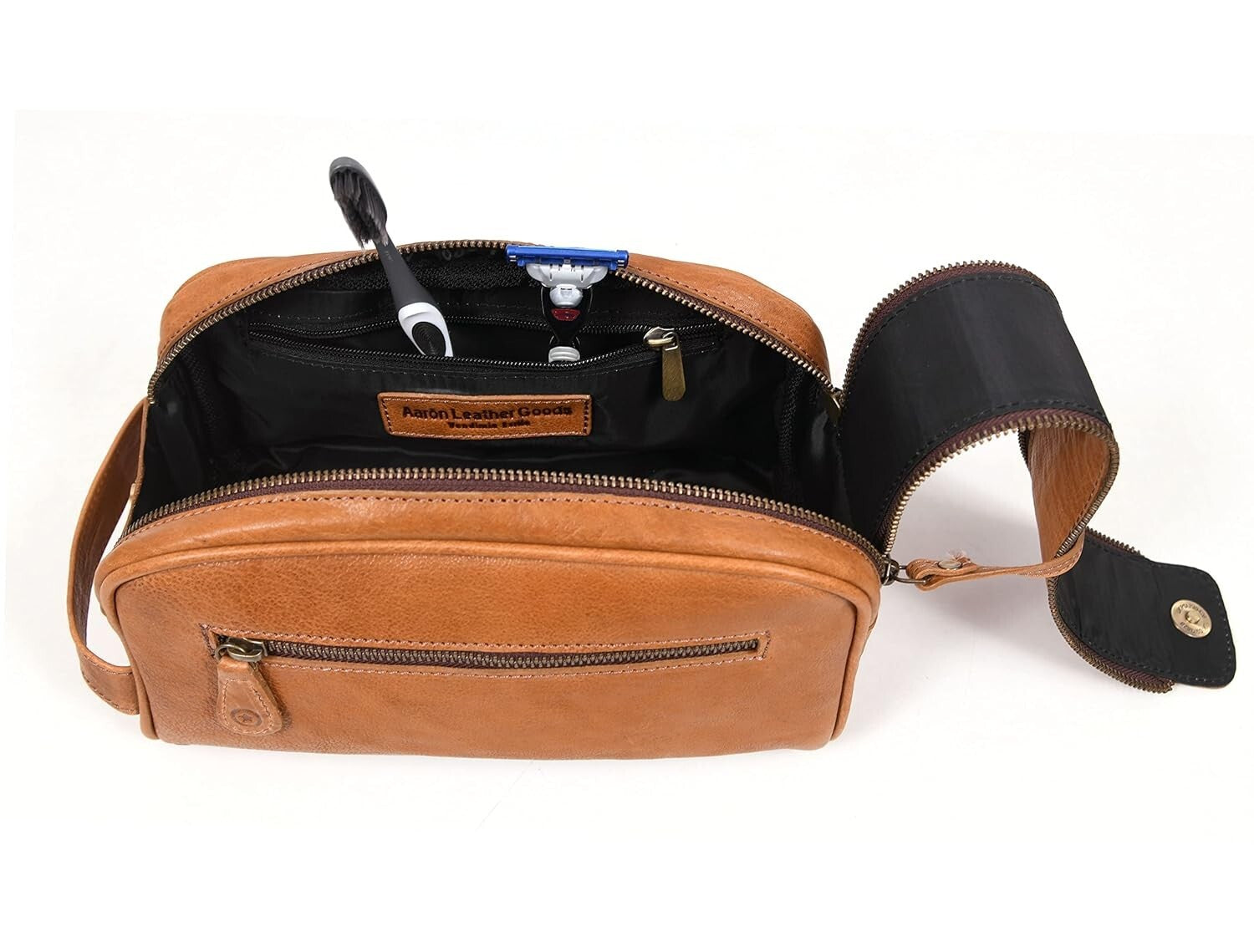 Elegant 10" Leather Dopp Kit with Waterproof Lining - Travel Essentials Unisex