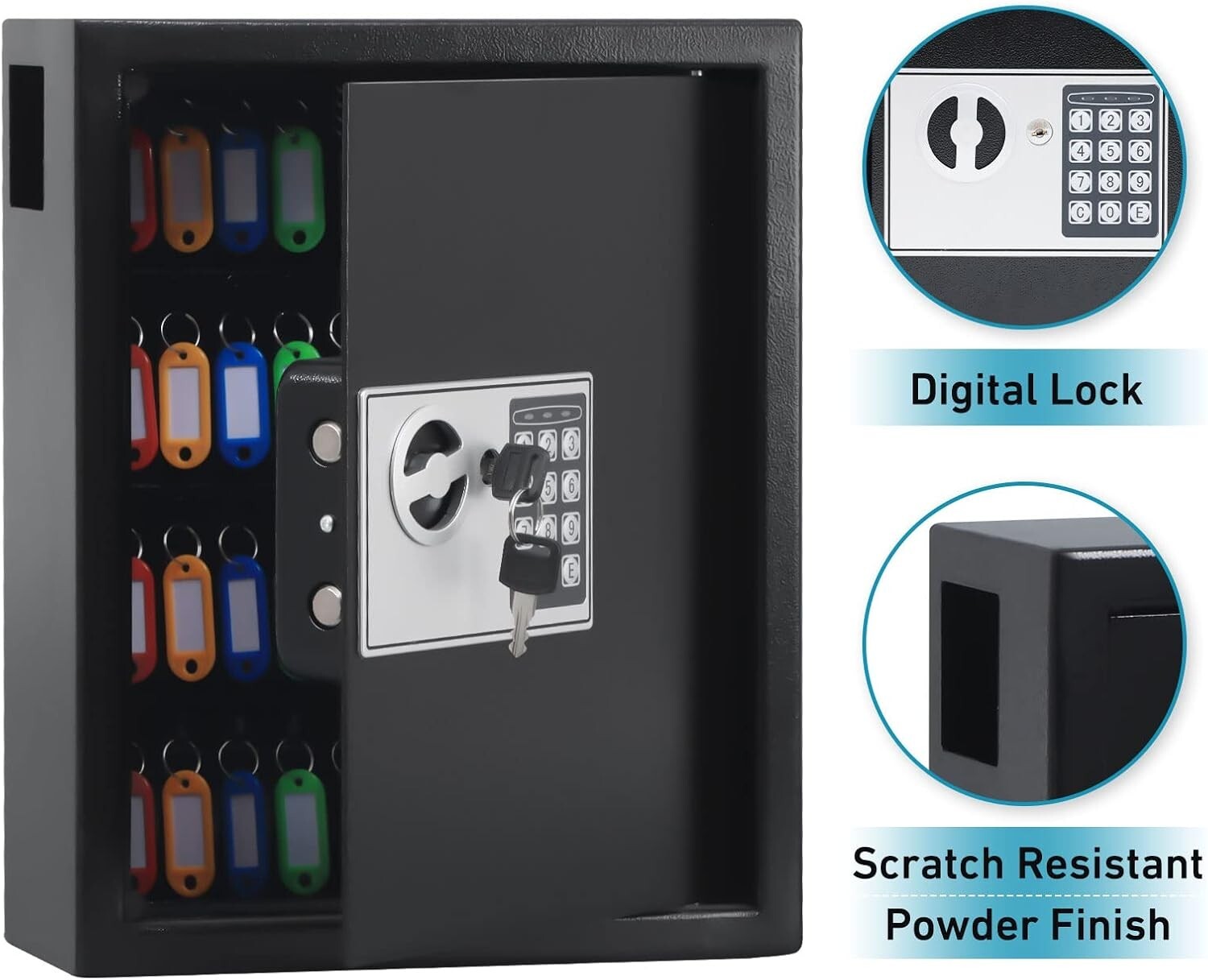 Durable 40-Key Wall Mount Digital Key Safe with Electronic Combination Lock