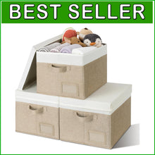 Load image into Gallery viewer, Stackable Decorative Storage Bins - Jumbo Set of 3 for Home Organization