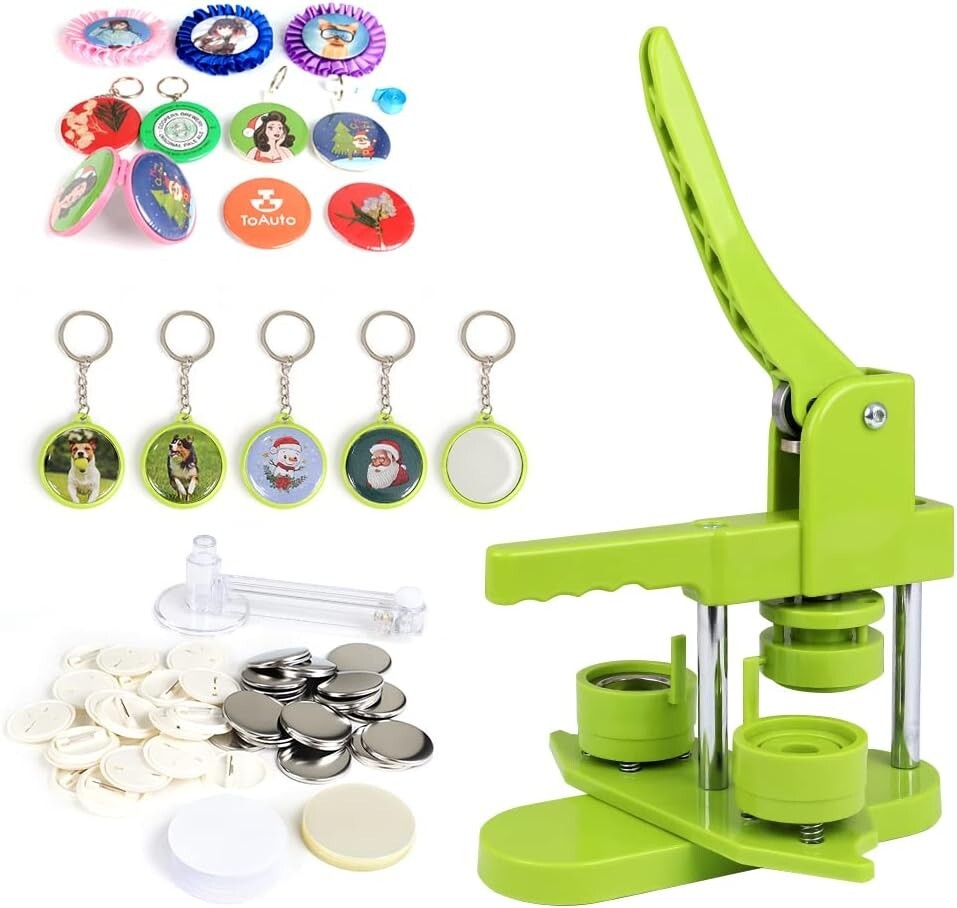 DIY-Friendly Button Maker Machine - 300 Pieces/Hour with 405 Button Supplies