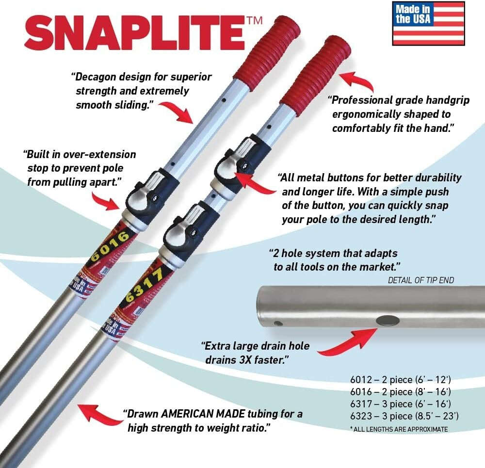 Effortless Cleaning with Snaplite 16 Ft Telescopic Pool Pole & Universal Adapter