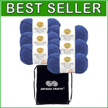 Load image into Gallery viewer, Soft Anti-Split Royal Blue Yarn Kit - 6 Skeins with Organizer Bag Included