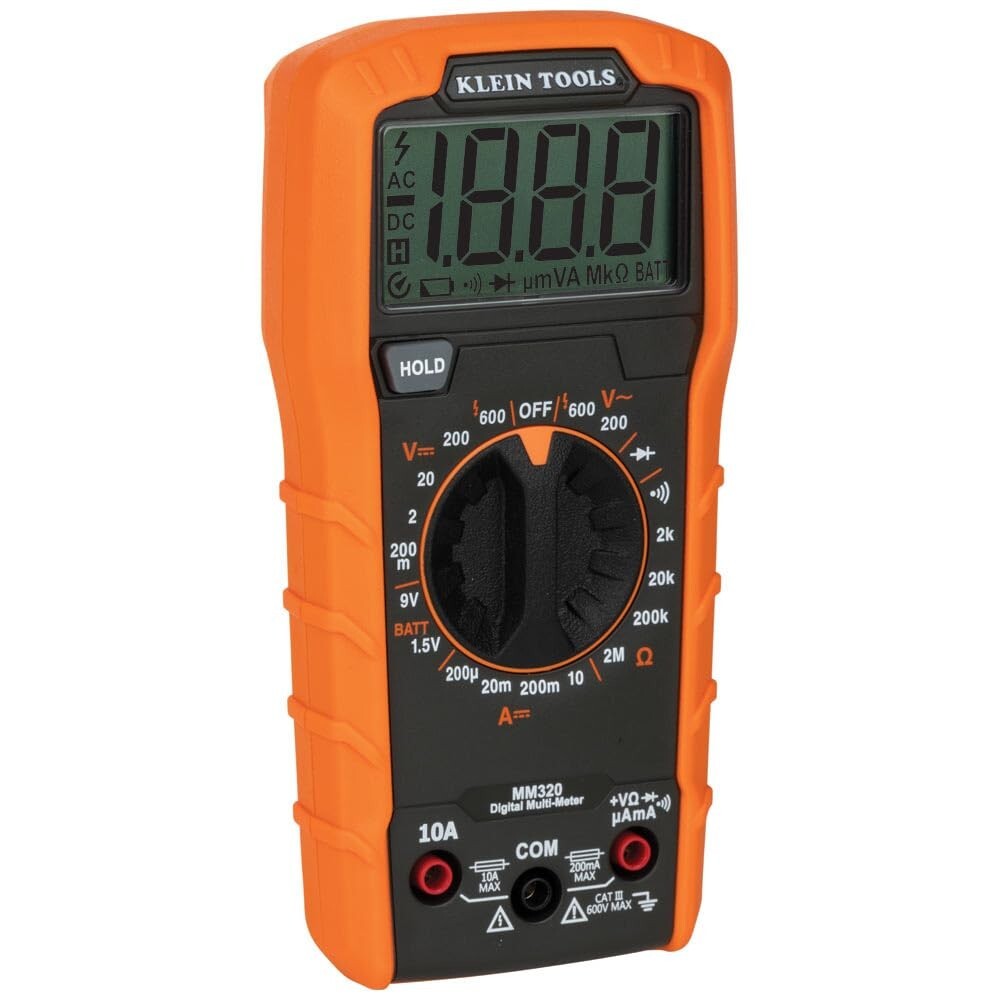 Battery-Powered Digital Multimeter with Flashlight & GFCI Receptacle Tester Kit