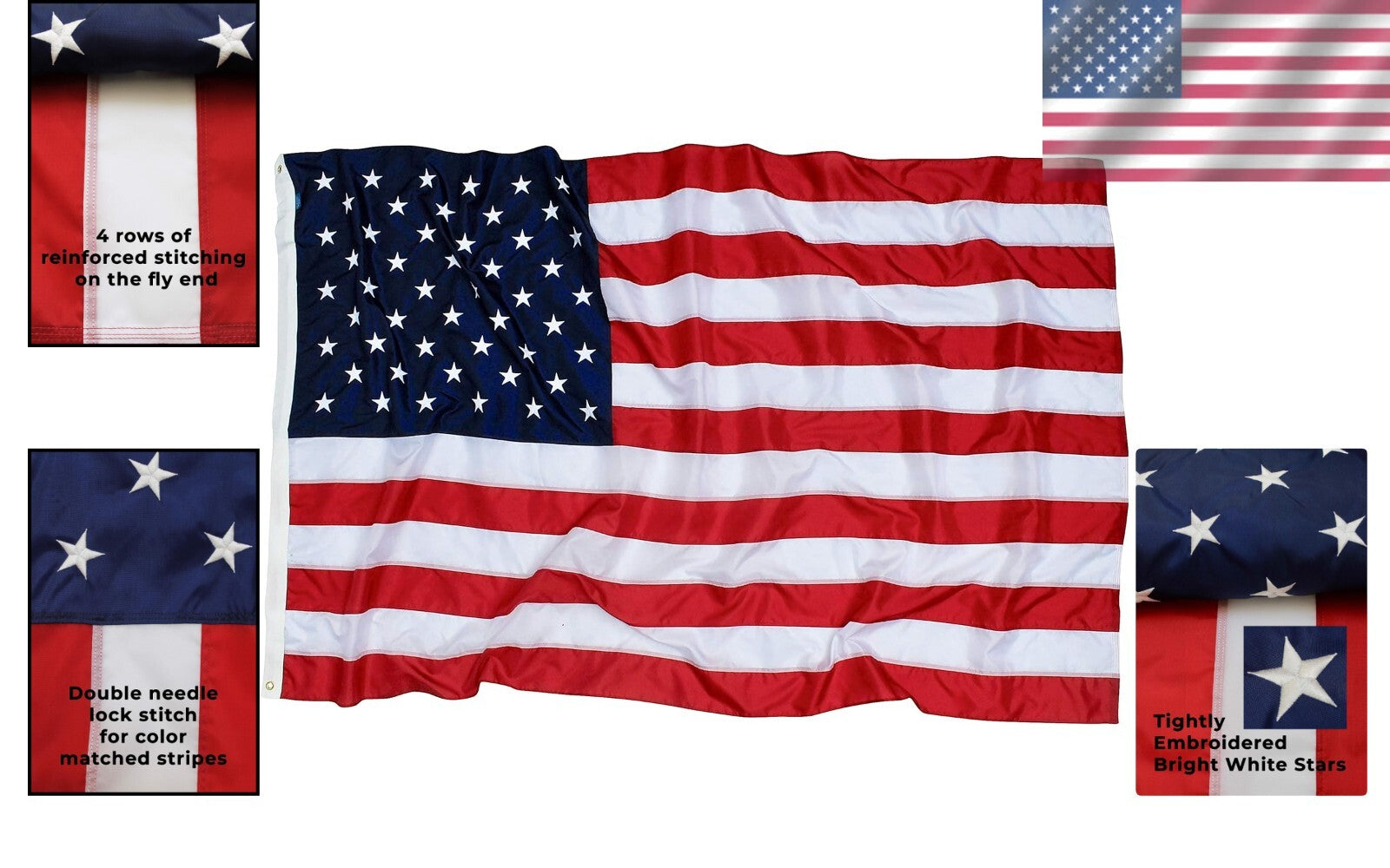 Authentic 5x8 American Flag | Made in USA, Weather-Proof, Perfect for Ceremonies