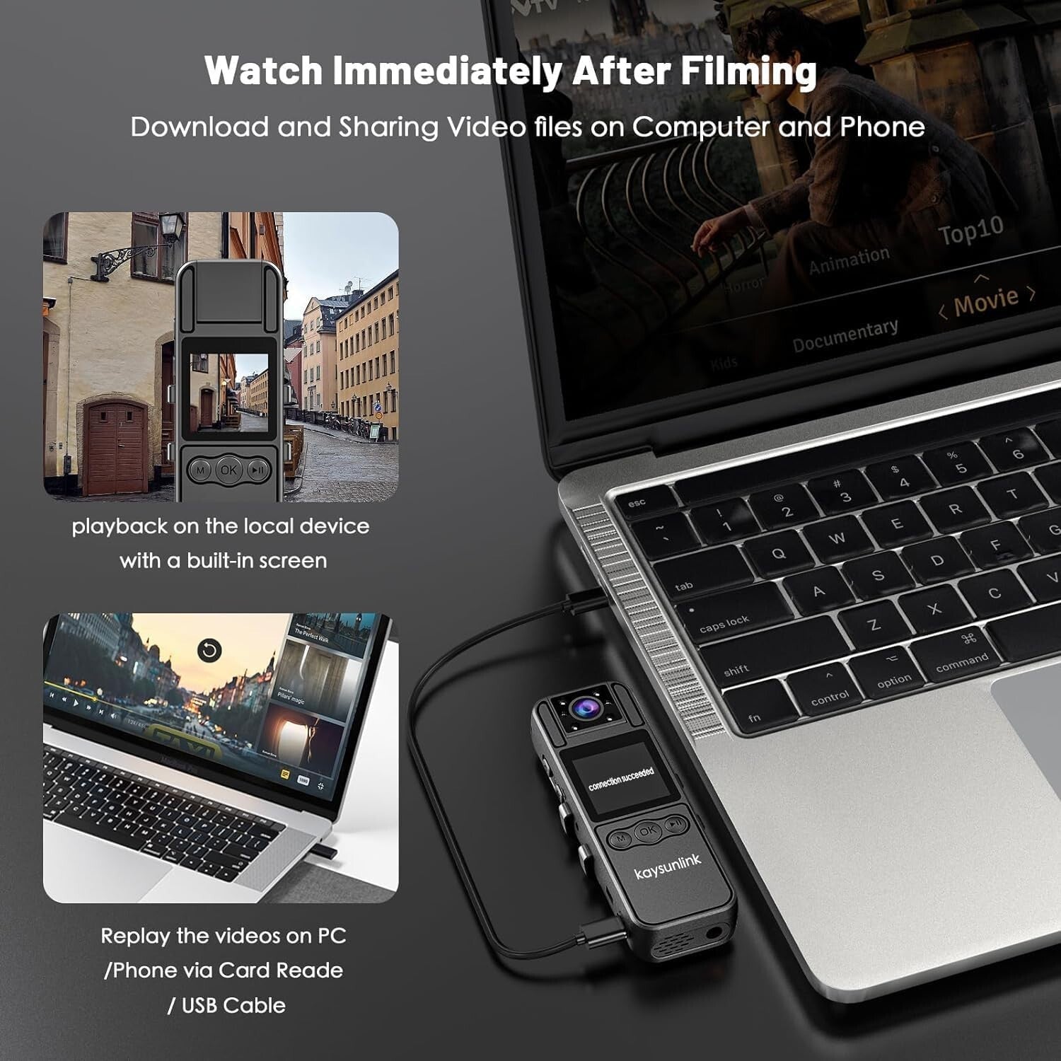 Compact Portable Body Worn Camera 128GB with Audio & Night Vision Functionality