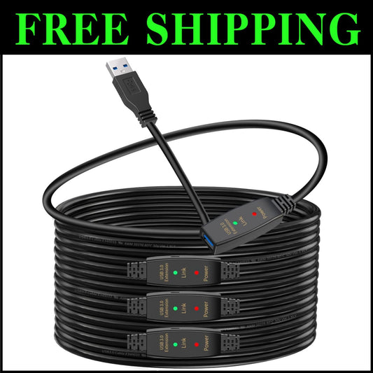 High-Speed 75ft USB 3.0 Extension Cord - Compatible with Laptops and Consoles