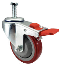 Load image into Gallery viewer, Heavy-Duty 4" Red Polyurethane Total Lock Casters – 300 lbs Capacity per Wheel