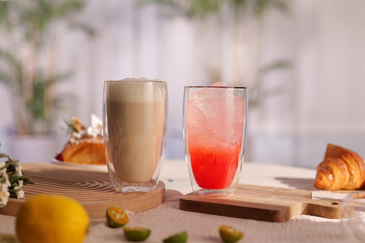 Set of 4 Double Wall Borosilicate Glass Coffee Mugs - Elegant Insulated Design