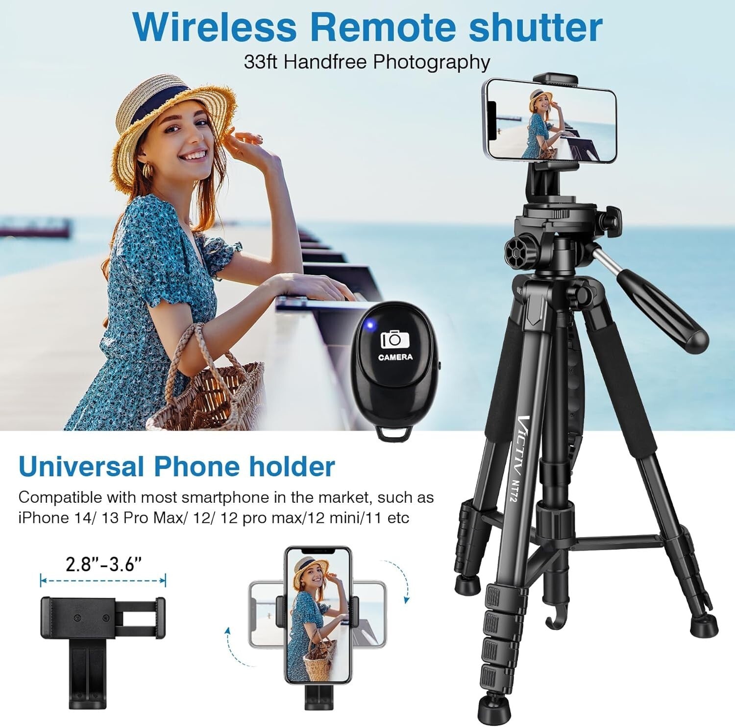 360° Panning 72" Tripod: Heavy Duty & Portable Photography Stand for All Cameras