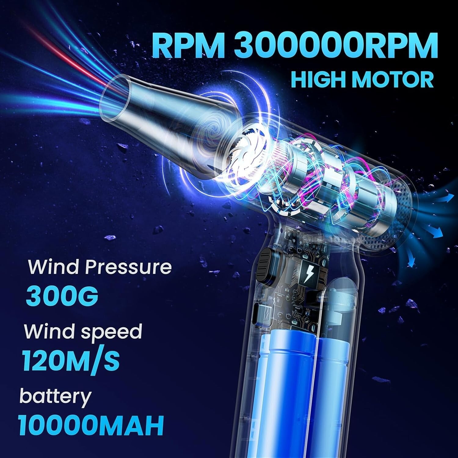 Portable Keyboard Cleaning Duster - 300G Wind Pressure and Ergonomic Design