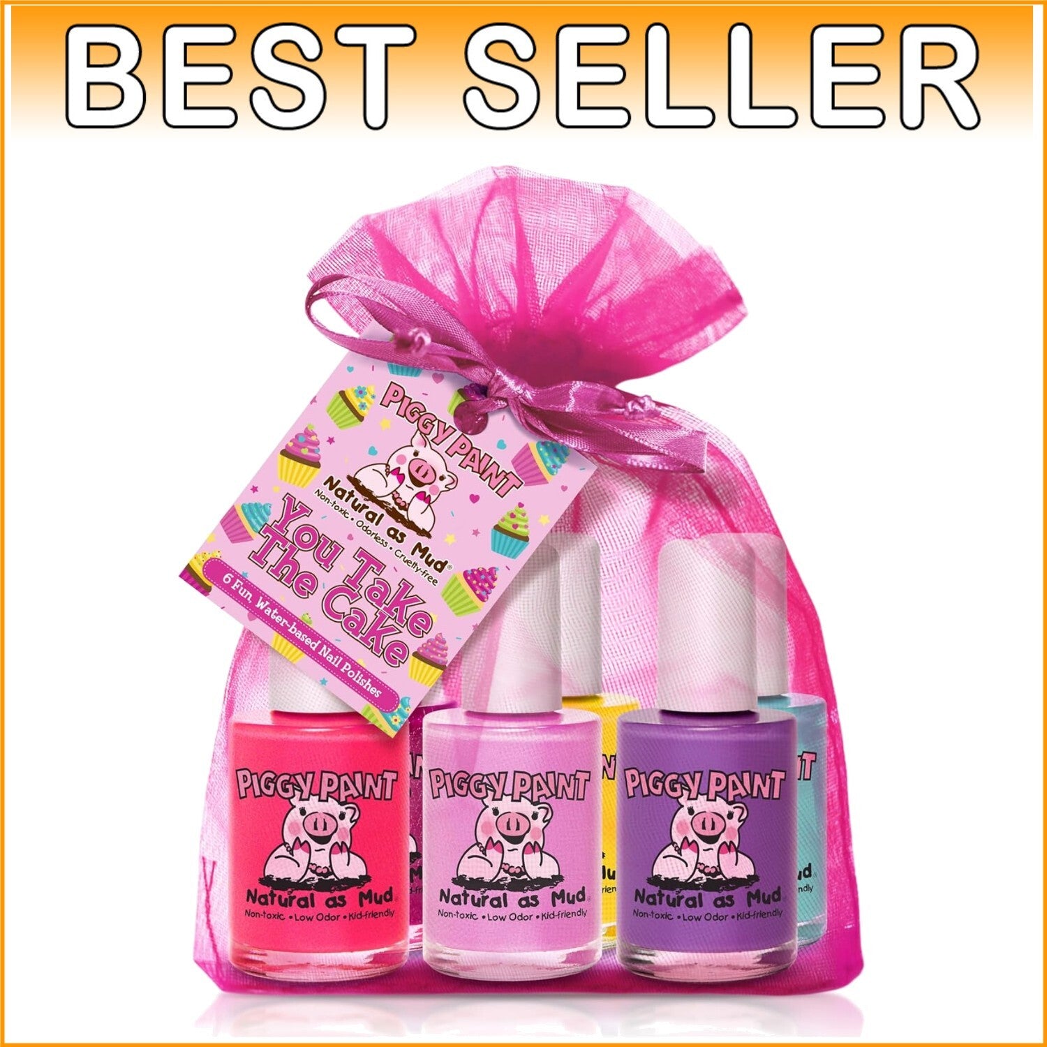 Eco-Friendly Non-Toxic Nail Polish Set for Kids - 6 Fun Colors in Glossy Finish