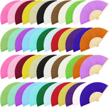 Load image into Gallery viewer, Decorative 48 Silk Bamboo Folding Fans - Perfect for Summer Parties &amp; Weddings