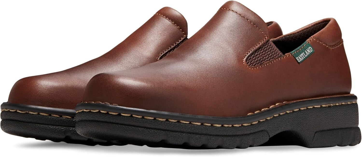 Lightweight Women's Brown Mary-Jane Slip-Ons with Cushioned Insole - Size 9