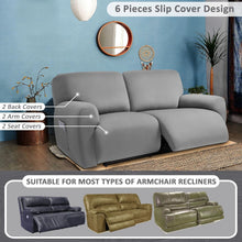Load image into Gallery viewer, Extra Wide 75"-100" Reclining 2-Seater Jacquard Loveseat Slipcover - Light Grey