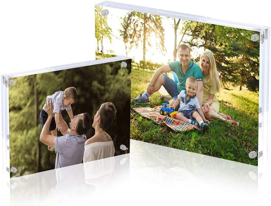 5x7 Acrylic Photo Frame Set - Elegant Magnetic Double-Sided Display (5 Pack)