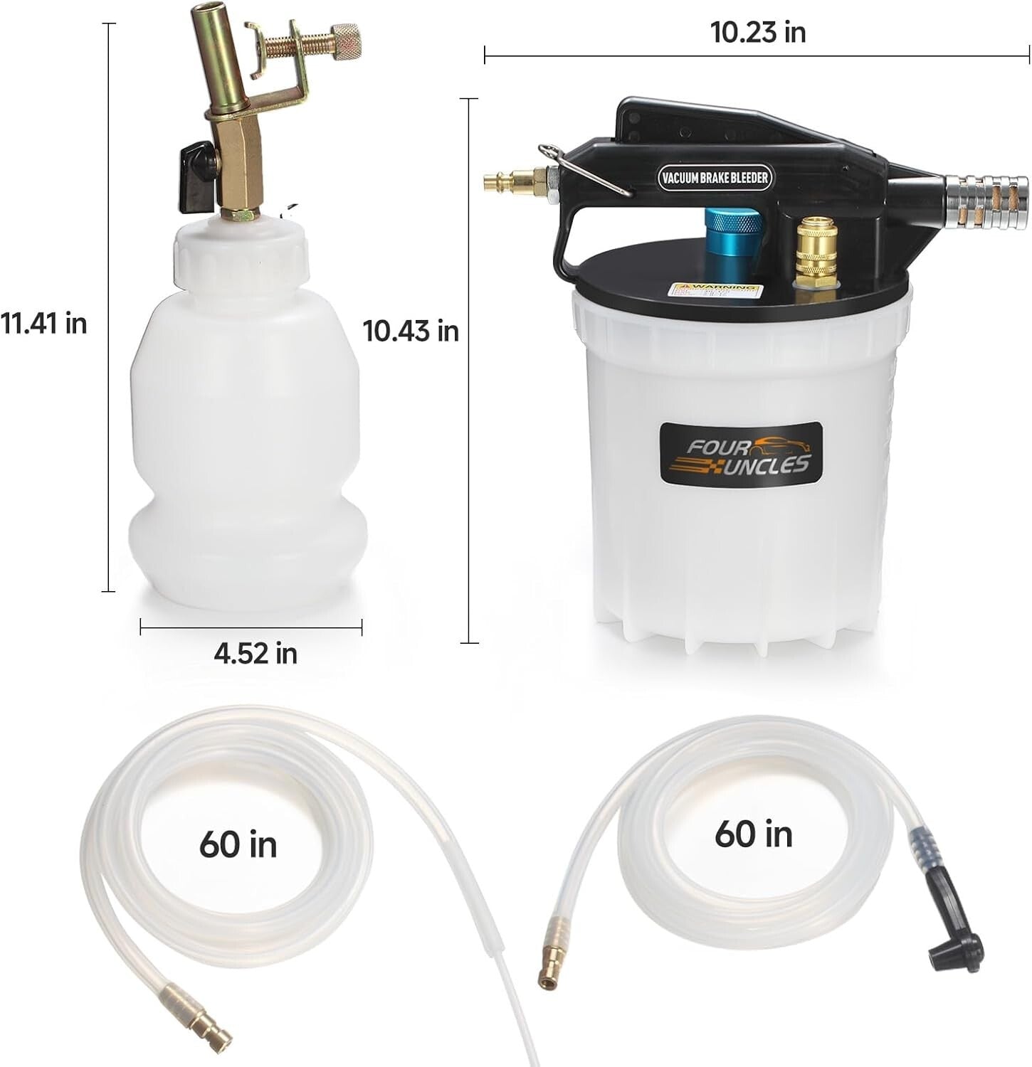 Efficient 2L Vacuum Brake Bleeder Kit with Built-in Silencer and Adapters