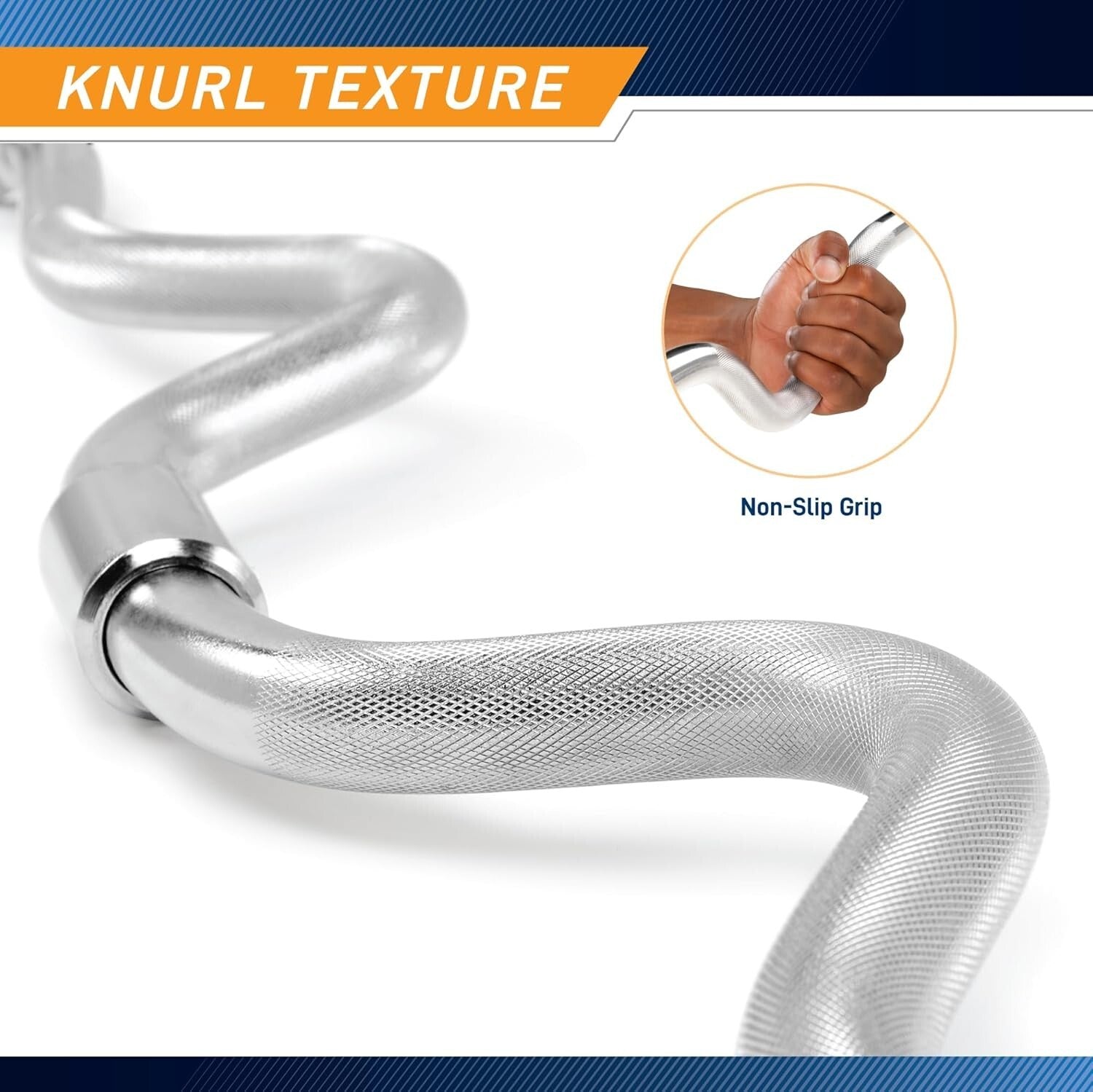 Ergonomic 47" Curl Bar with Knurled Grip - Ideal for Strength Training Sessions
