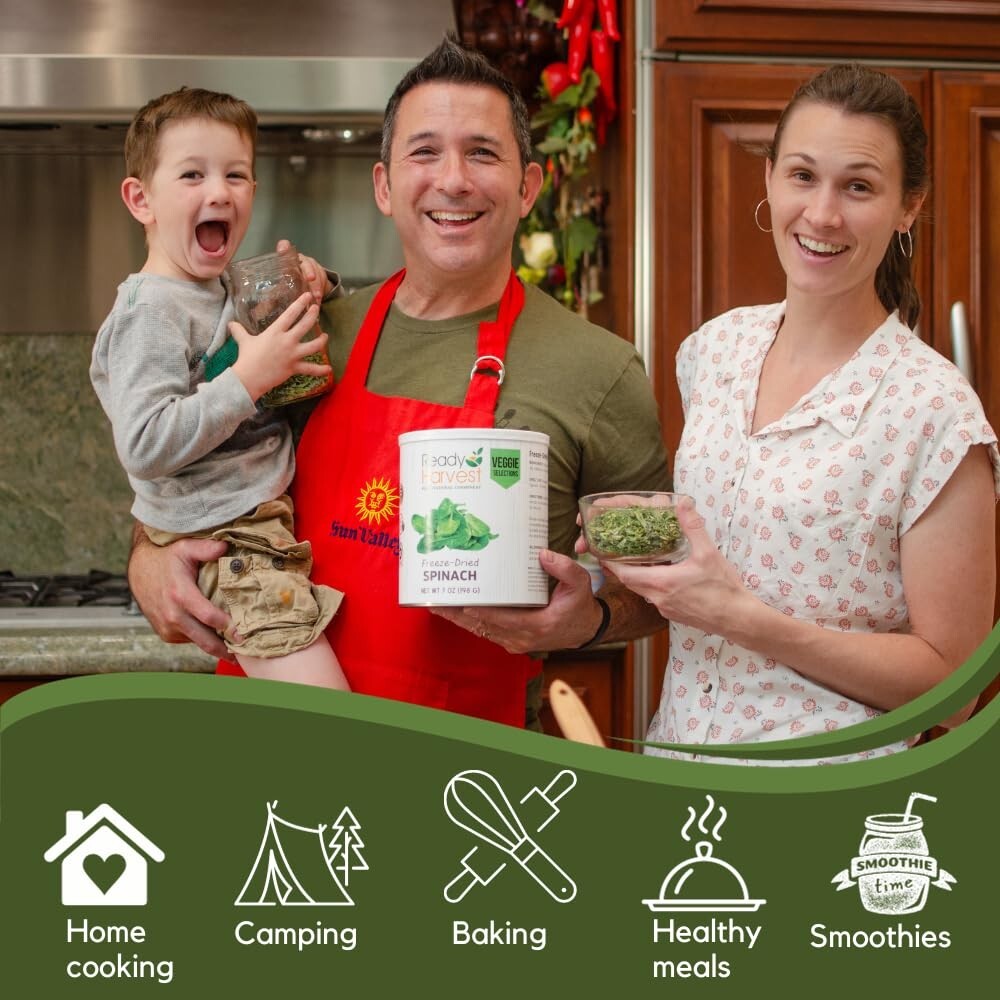 25-Year Shelf Life Freeze-Dried Spinach - Perfect for Camping & Survival Kits